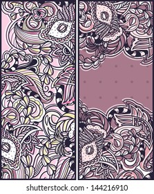 vector set of two cards with abstract doodles