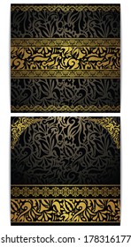 Vector set of two cards. Vintage seamless floral wallpaper. Original design      