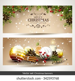 Conjunto vetorial de dois banners de Natal