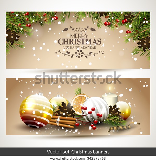 Vector Set Two Christmas Banners Stock Vector (Royalty Free) 342593768