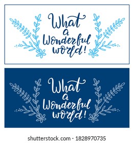 Vector set of two color floral illustration of flower twigs with quote on white background
