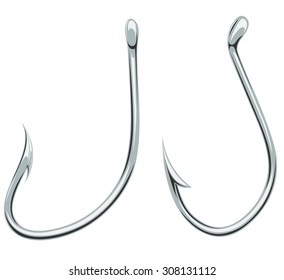 vector set of two fishing hooks