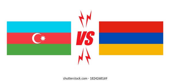 Vektorset von zwei Symbolen der aserbaidschanischen und armenischen Flaggen. Aserbaidschan gegen Armenien.