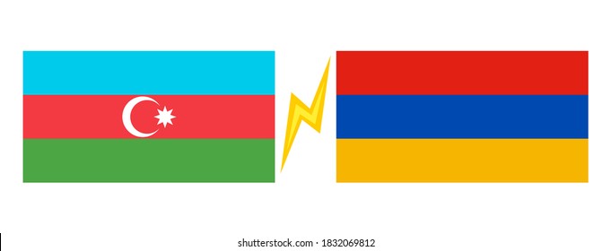 Vector set of two icons of Azerbaijan and Armenia flags. Azerbaijan vs Armenia.