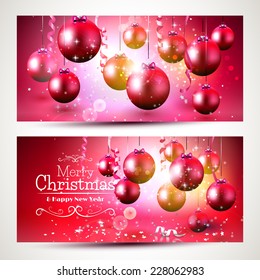 Vector set of two luxury Christmas banners 