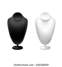 vector set of two necklace displays for jewelry. Black and white stands for chains