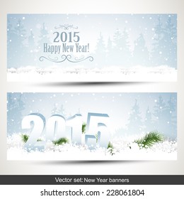 Vector set of two New Year banners 