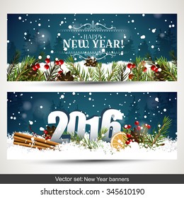 Vector set of two New Year banners