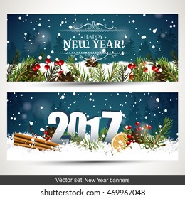 Vector set of two New Year banners