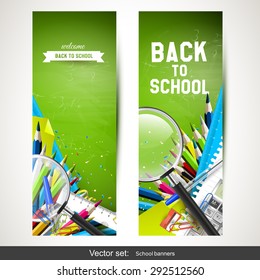 Vector set of two vertical school banners