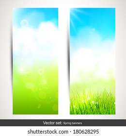 Vector set of two vertical spring banners