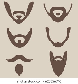 Vector Set of Types of Beards Goatee. Hipster icon