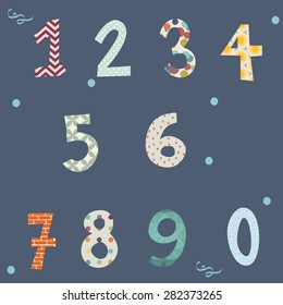 Vector set typography funny numbers. Colorful handwritten calligraphy font. Numbers. Calligraphy collection. Font. Typeface. Vintage script font. Vector typeface for designs.