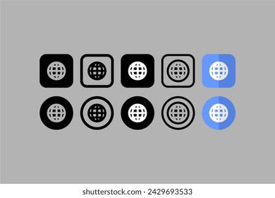 Vector set ui design icons world wide web gray background