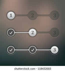 Vector set of ui elements step by step progress