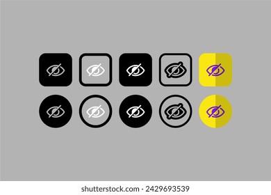 Vector Set UI Icons Privacy Eye Gray Background