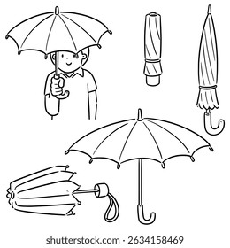vector set of umbrella cartoon
