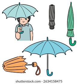 vector set of umbrella cartoon
