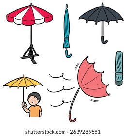 vector set of umbrella cartoon