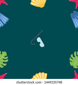 Vector set of underwater sea design elements. Diving. Top view.