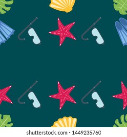Vector set of underwater sea design elements. Diving. Top view.