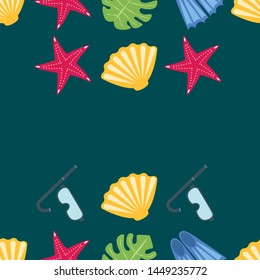 Vector set of underwater sea design elements. Diving. Top view.