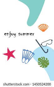 Vector set of underwater sea design elements. Diving. Top view.