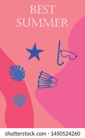 Vector set of underwater sea design elements. Diving. Top view.