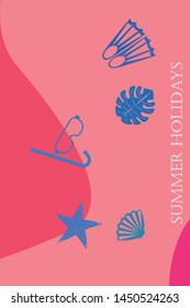 Vector set of underwater sea design elements. Diving. Top view.