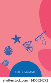 Vector set of underwater sea design elements. Diving. Top view.