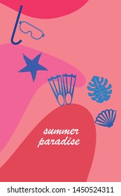 Vector set of underwater sea design elements. Diving. Top view.