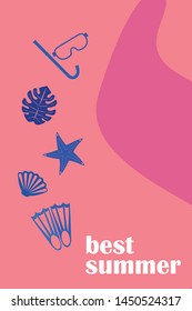 Vector set of underwater sea design elements. Diving. Top view.