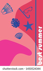 Vector set of underwater sea design elements. Diving. Top view.