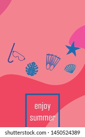 Vector set of underwater sea design elements. Diving. Top view.