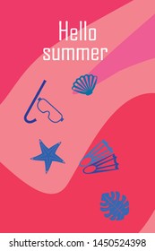 Vector set of underwater sea design elements. Diving. Top view.