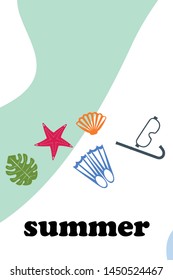 Vector set of underwater sea design elements. Diving. Top view.