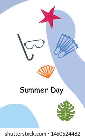 Vector set of underwater sea design elements. Diving. Top view.