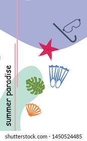 Vector set of underwater sea design elements. Diving. Top view.