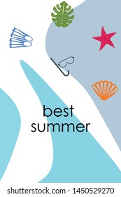 Vector set of underwater sea design elements. Diving. Top view.