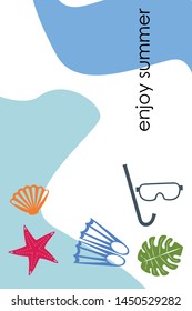 Vector set of underwater sea design elements. Diving. Top view.
