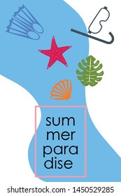 Vector set of underwater sea design elements. Diving. Top view.