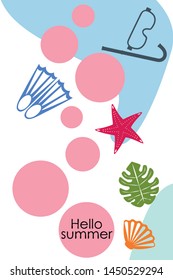 Vector set of underwater sea design elements. Diving. Top view.