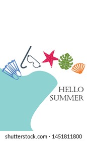Vector set of underwater sea design elements. Diving. Top view.