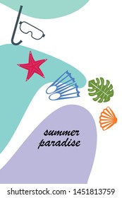 Vector set of underwater sea design elements. Diving. Top view.