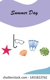 Vector set of underwater sea design elements. Diving. Top view.