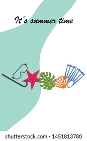 Vector set of underwater sea design elements. Diving. Top view.
