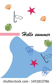Vector set of underwater sea design elements. Diving. Top view.