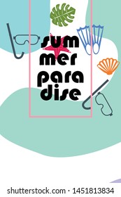 Vector set of underwater sea design elements. Diving. Top view.