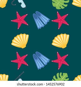 Vector set of underwater sea design elements. Diving. Top view.