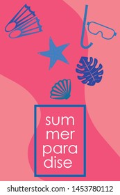 Vector set of underwater sea design elements. Diving. Top view.